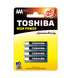TOSHIBA  ALKALINE 1.5V AAA LR3 4 PER CARD