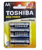 TOSHIBA  ALKALINE 1.5V  AA LR06 4 PER CARD
