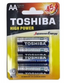 TOSHIBA  ALKALINE 1.5V  AA LR06 4 PER CARD
